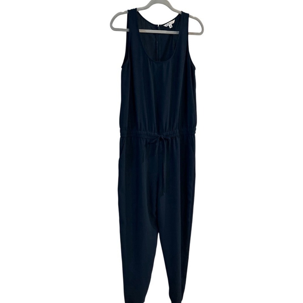 Cabi French Navy Drawstring Jumpsuit Womens Medium Navy Blue Sleeveless Jogger